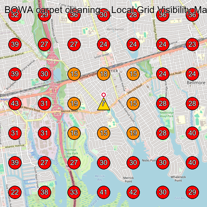 BOWA carpet cleaning GeoGrid visibility map for Carpet Cleaning Service in Lindenhurst